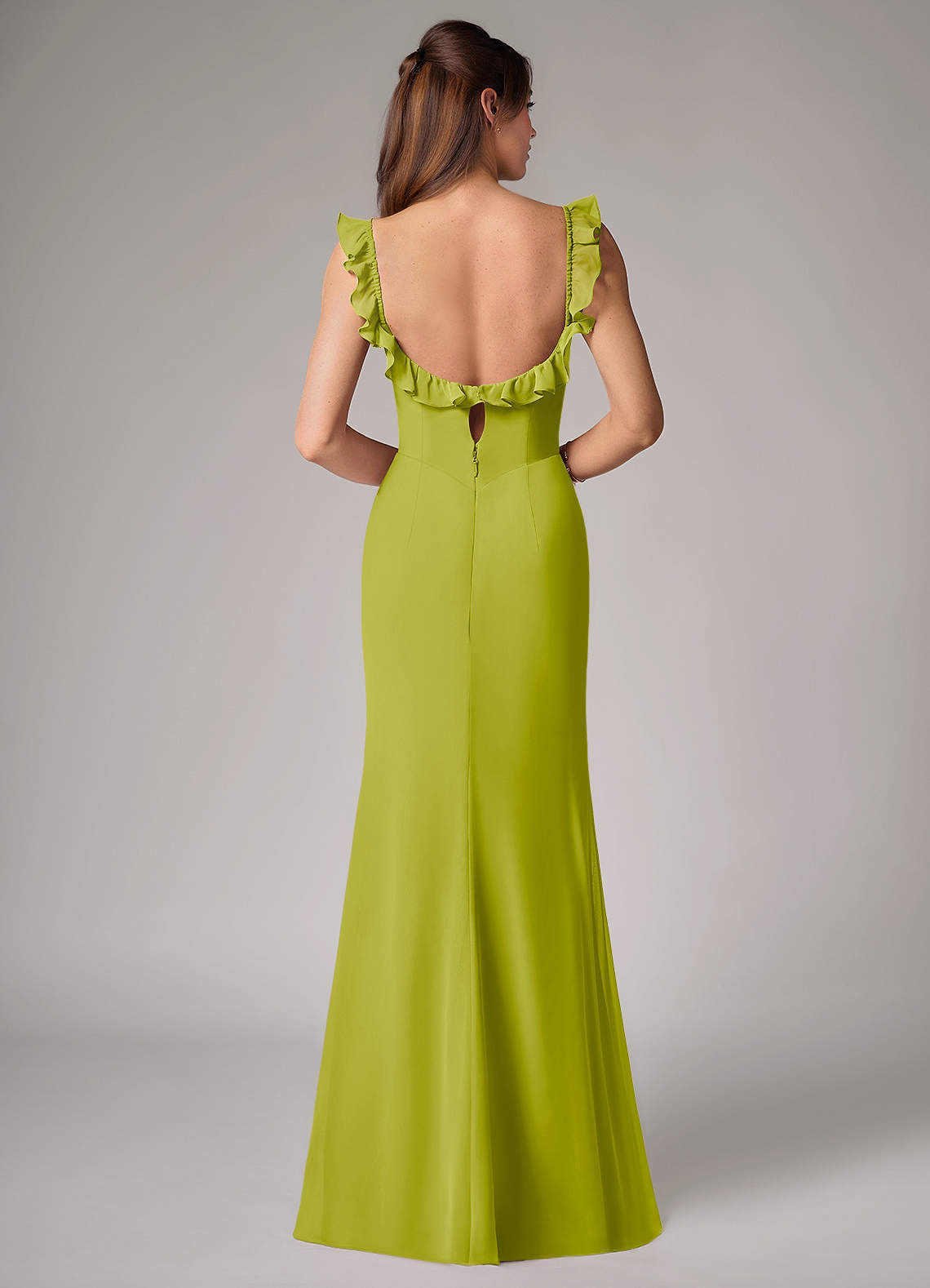 Callie Mermaid Scoop-Neck Chiffon Bridesmaid Dress in Lemongrass