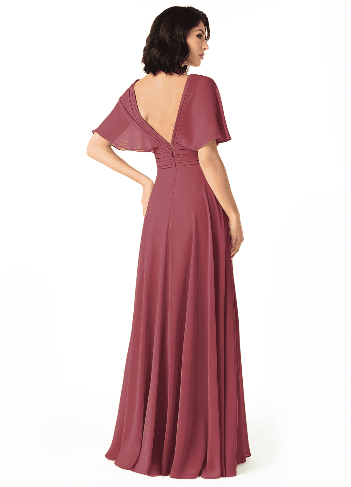 Pamela A-Line V-Neck Chiffon Bridesmaid Dress in Merlot