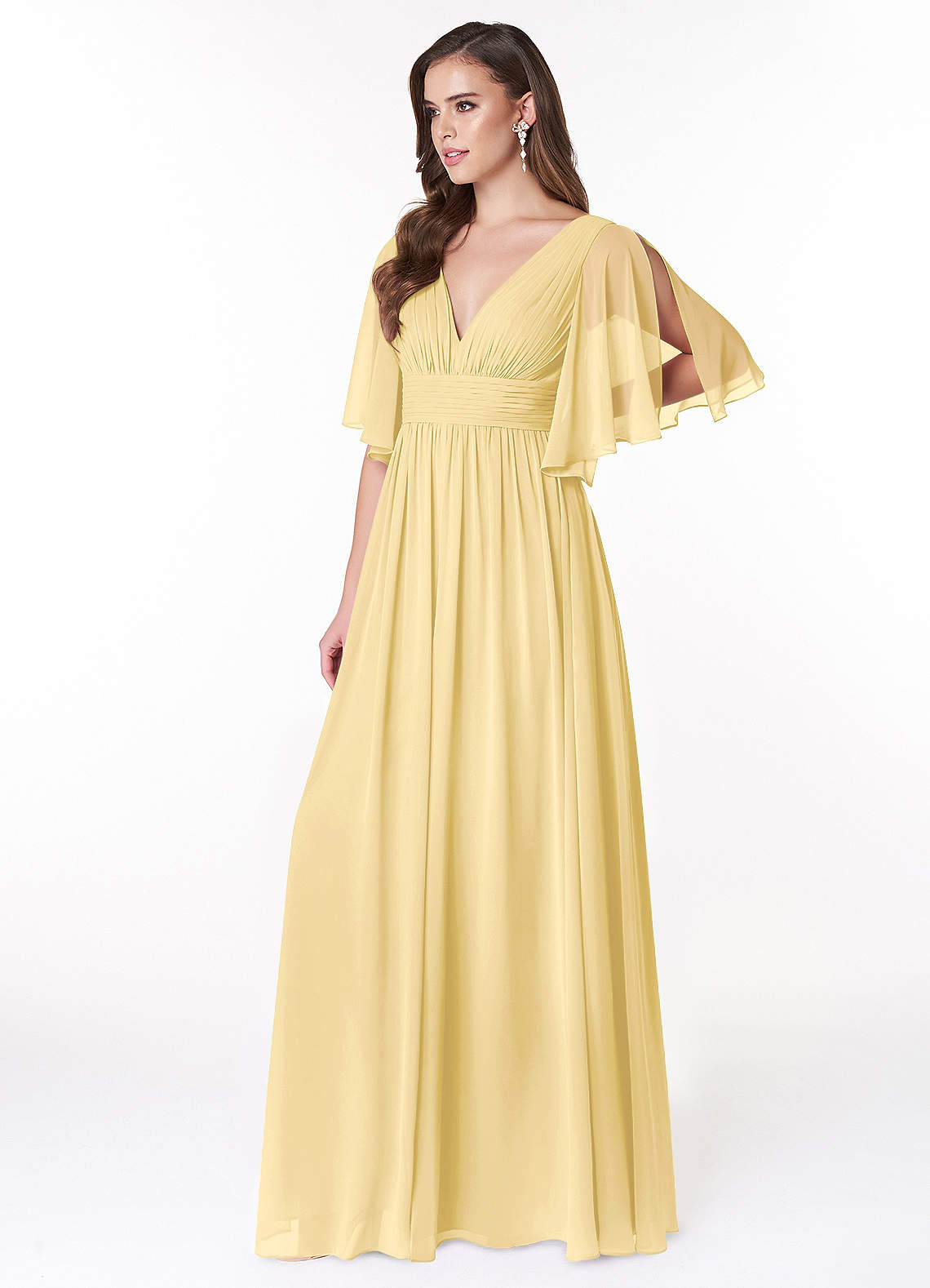 Temeka A-Line V-Neck Chiffon Bridesmaid Dress in Butter
