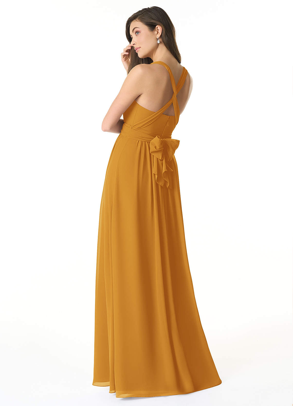 Olani A-Line V-Neck Chiffon Bridesmaid Dress in butterscotch