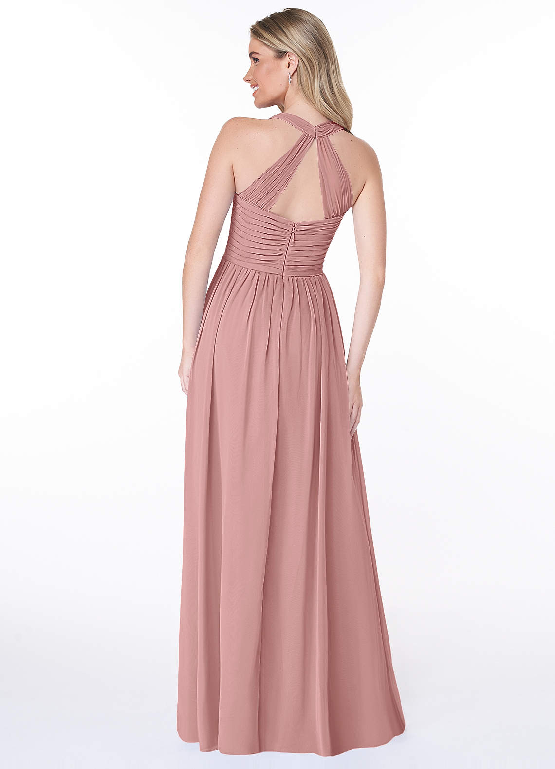 Jaclyn A-Line Halter Chiffon Bridesmaid Dress in dusty rose