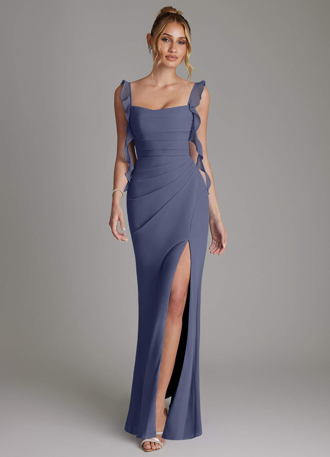 Jessamine Mermaid Sweetheart Chiffon Bridesmaid Dress in Stormy