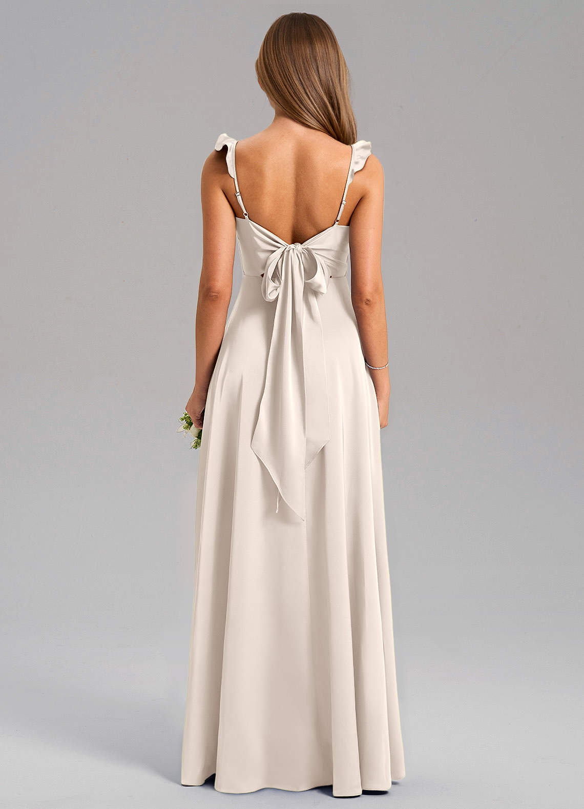 Everett A-Line V-Neck Chiffon Bridesmaid Dress in White Alabaster
