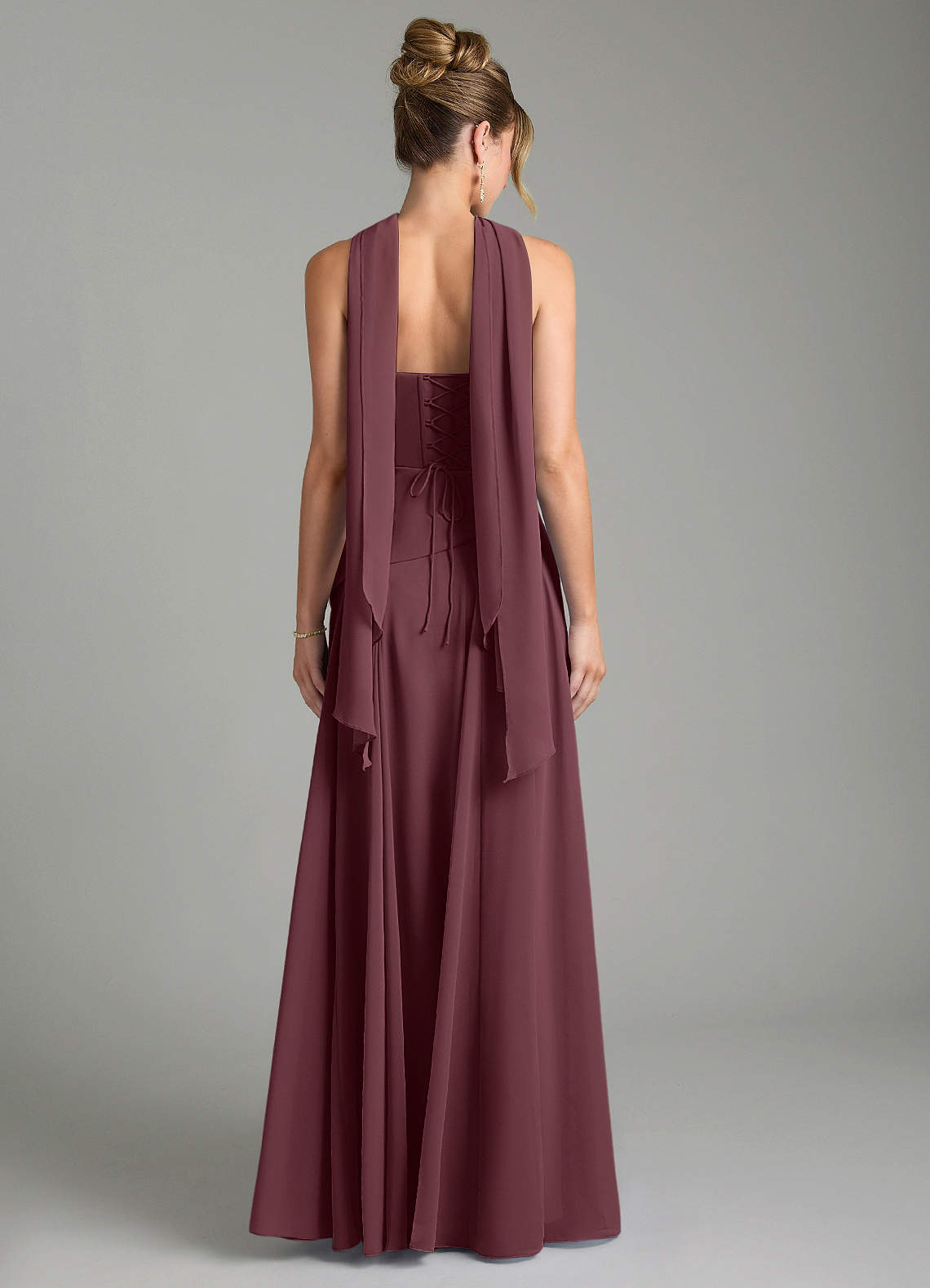 Gabriela A-Line Cowl-Neck Chiffon Bridesmaid Dress in Sangria