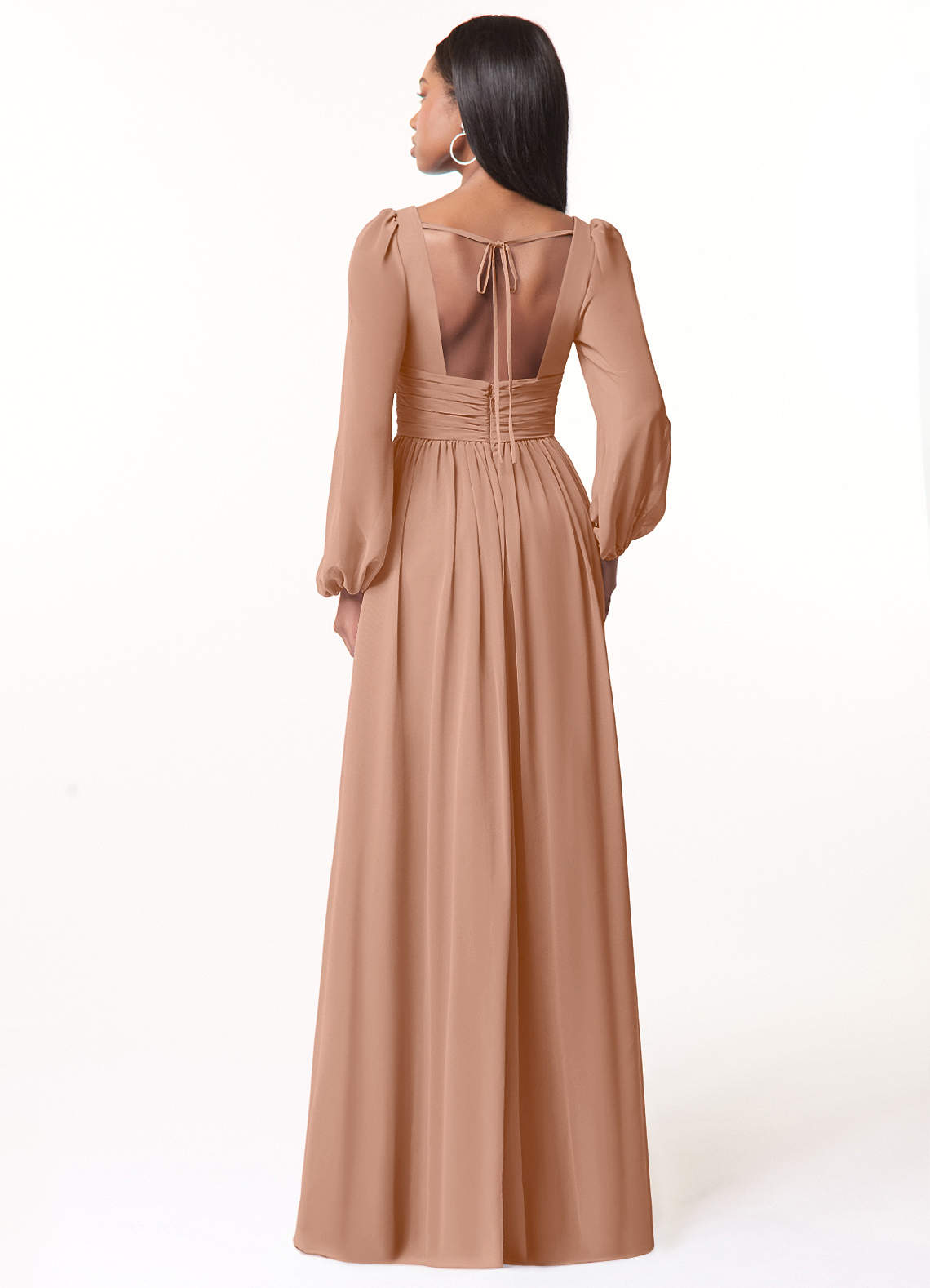 Norah A-Line V-Neck Chiffon Bridesmaid Dress in Champagne Rose