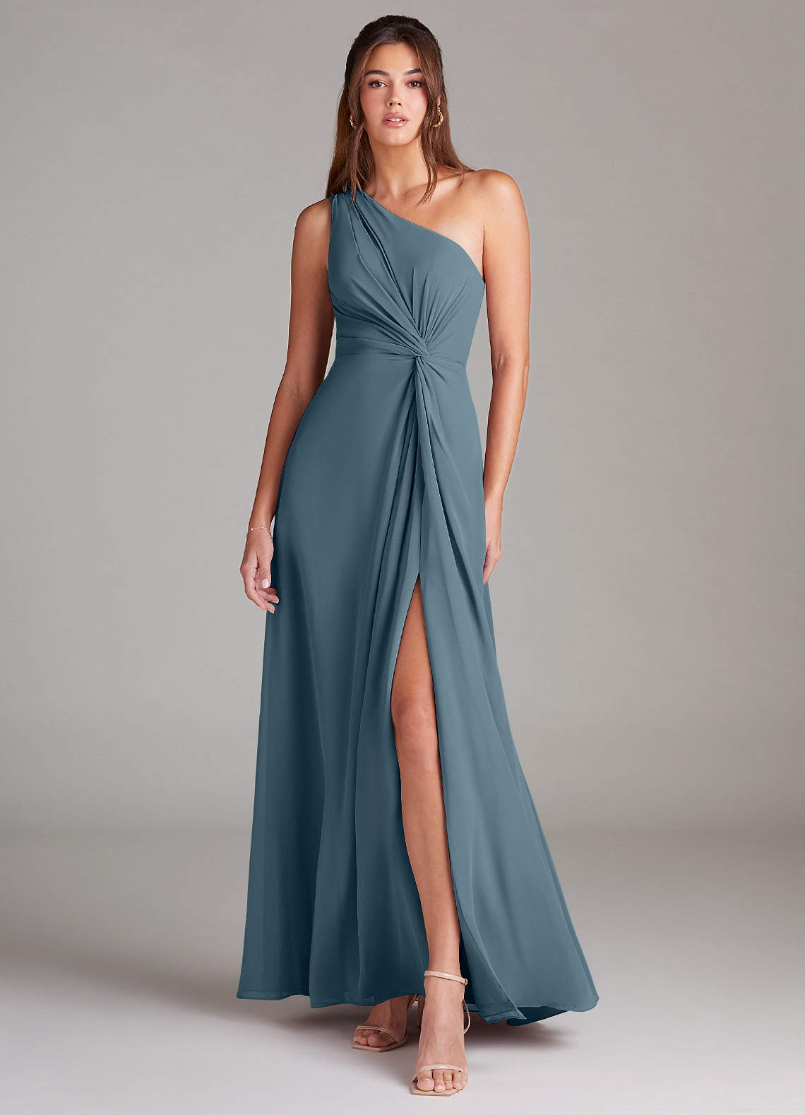 Brooke A-Line One-Shoulder Chiffon Bridesmaid Dress in Twilight