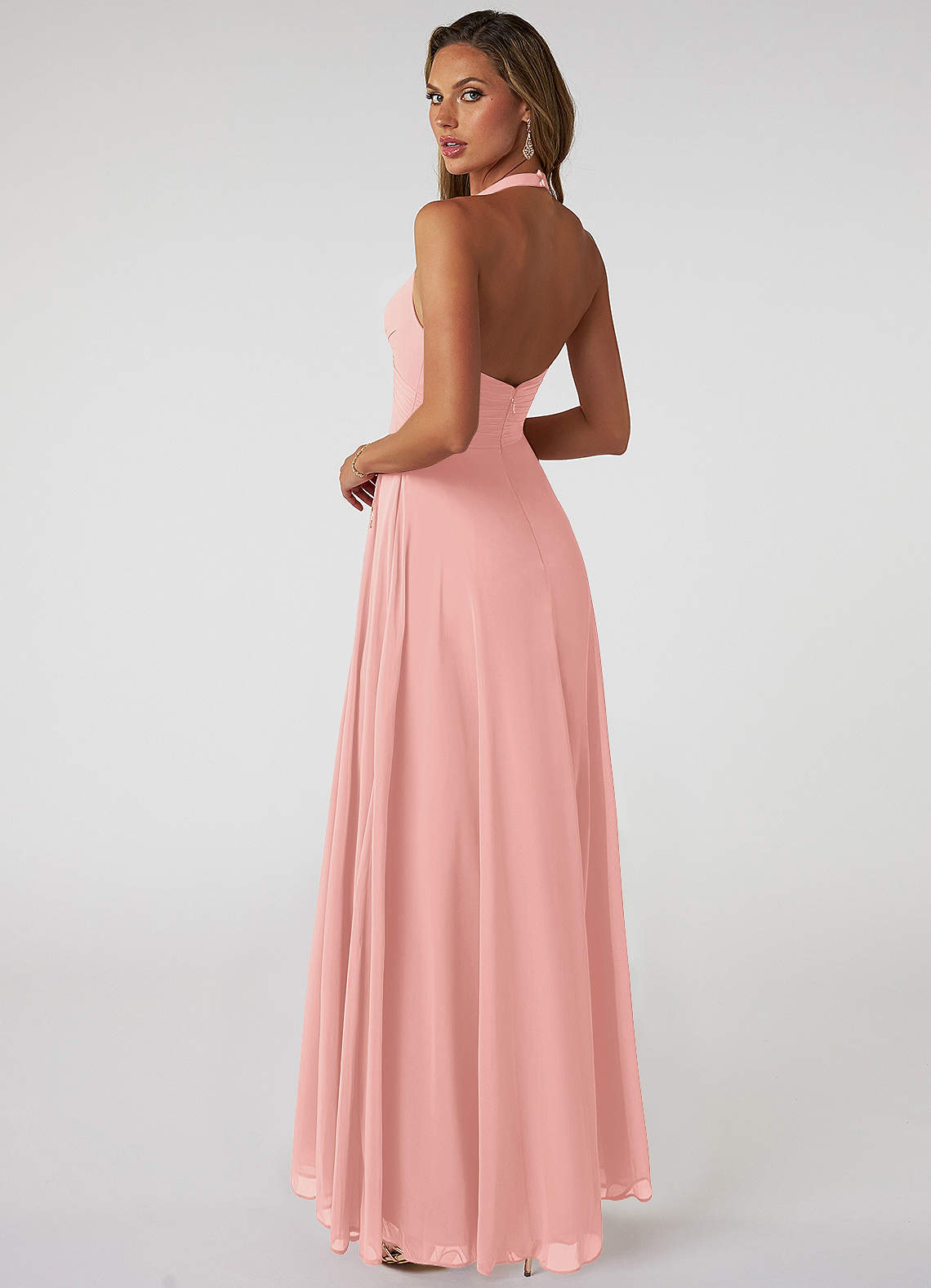 Tessie A-Line V-Neck Chiffon Bridesmaid Dress in Rosette