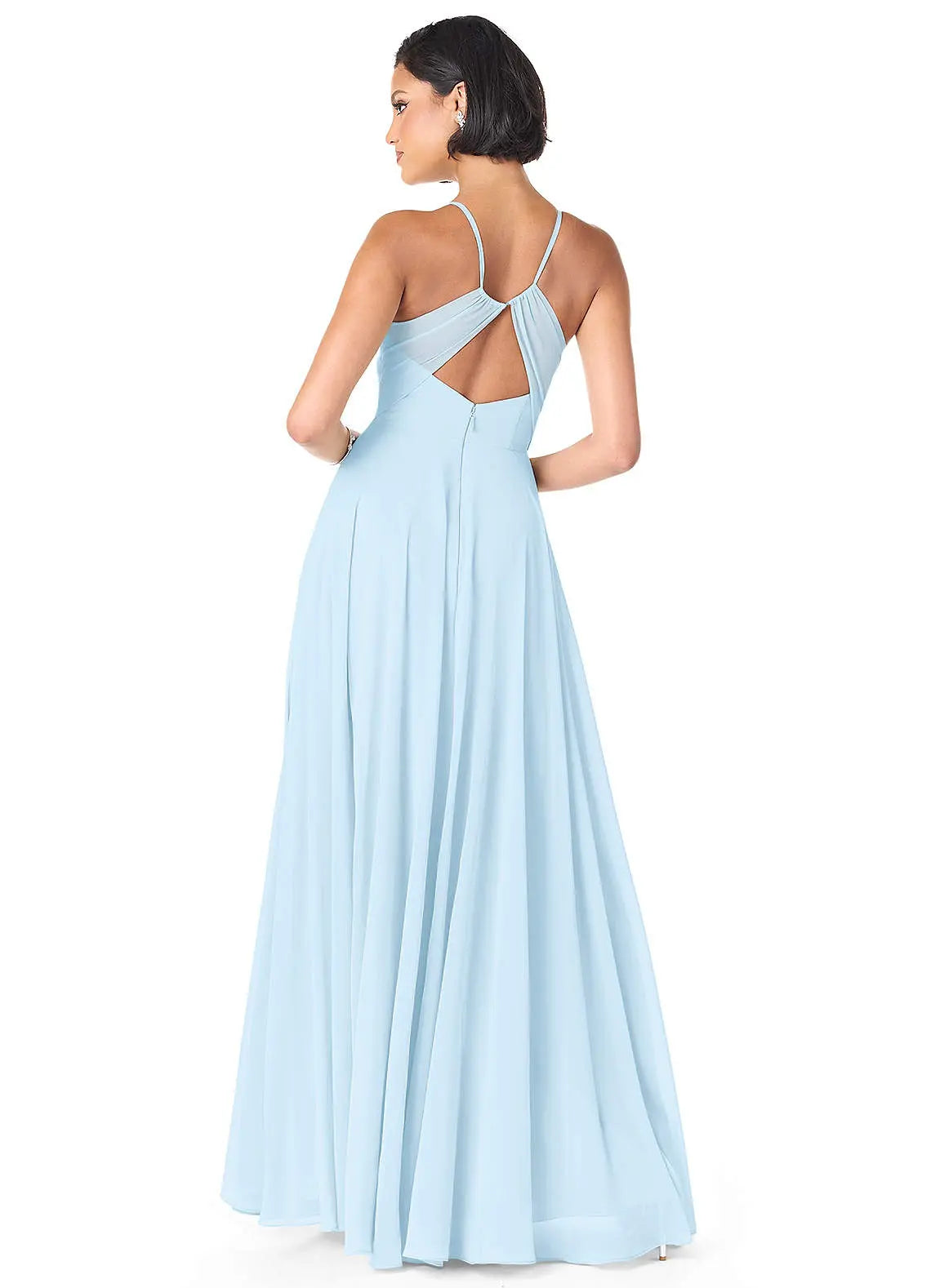 Avelina A-Line V-Neck Chiffon Bridesmaid Dress in Sky Blue