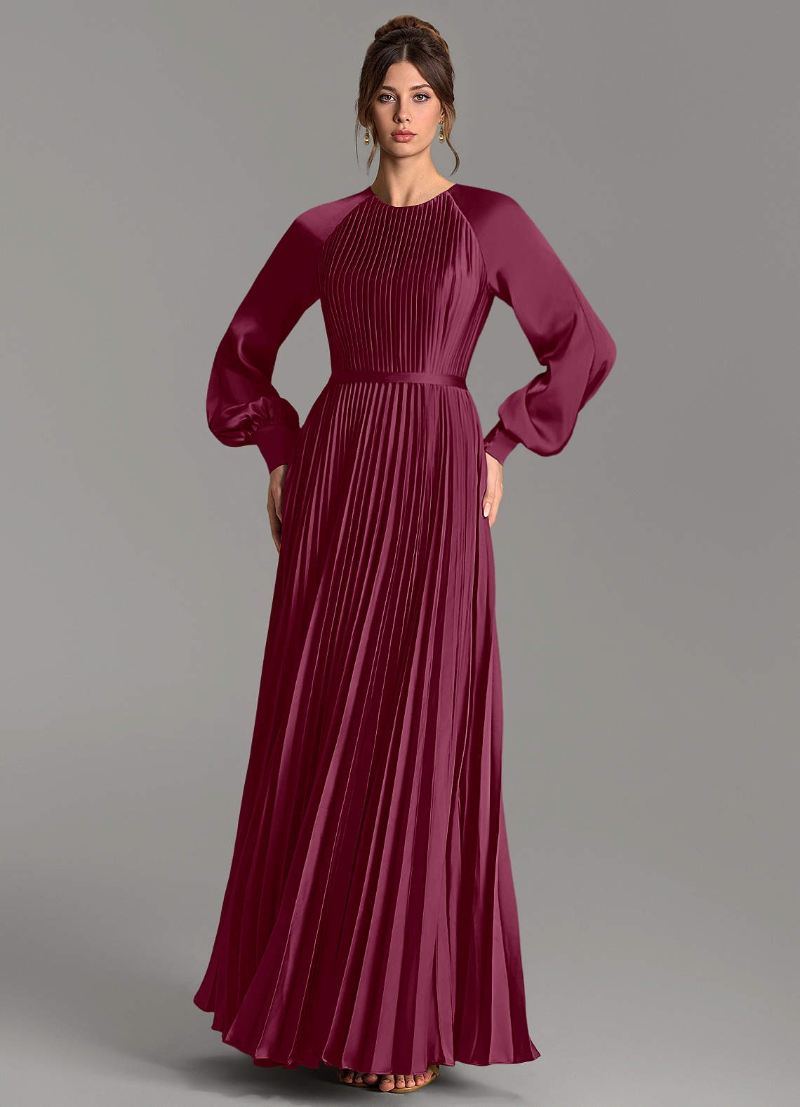 Grayson A-Line Scoop-Neck Stretch Satin Bridesmaid Dress in Mulberry