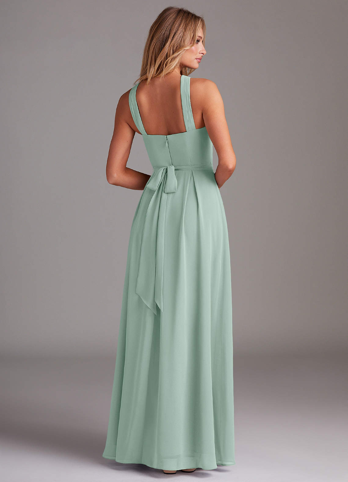 Dixie A-Line Halter Chiffon Bridesmaid Dress in Agave