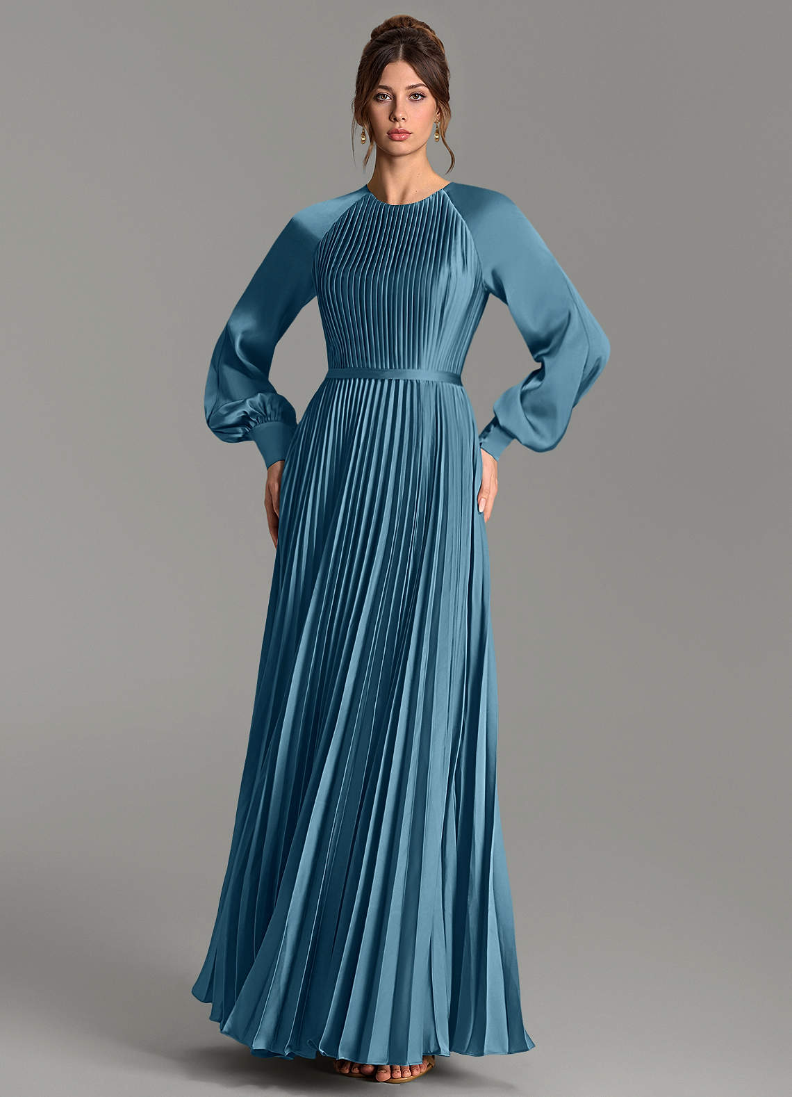 Grayson A-Line Scoop-Neck Stretch Satin Bridesmaid Dress in Bermuda