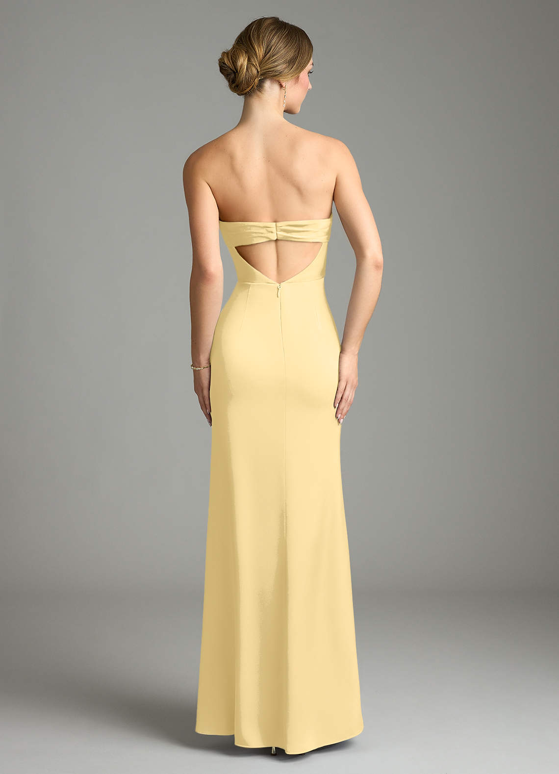Leonis Mermaid Cowl-Neck Stretch Satin Bridesmaid Dress in Butter