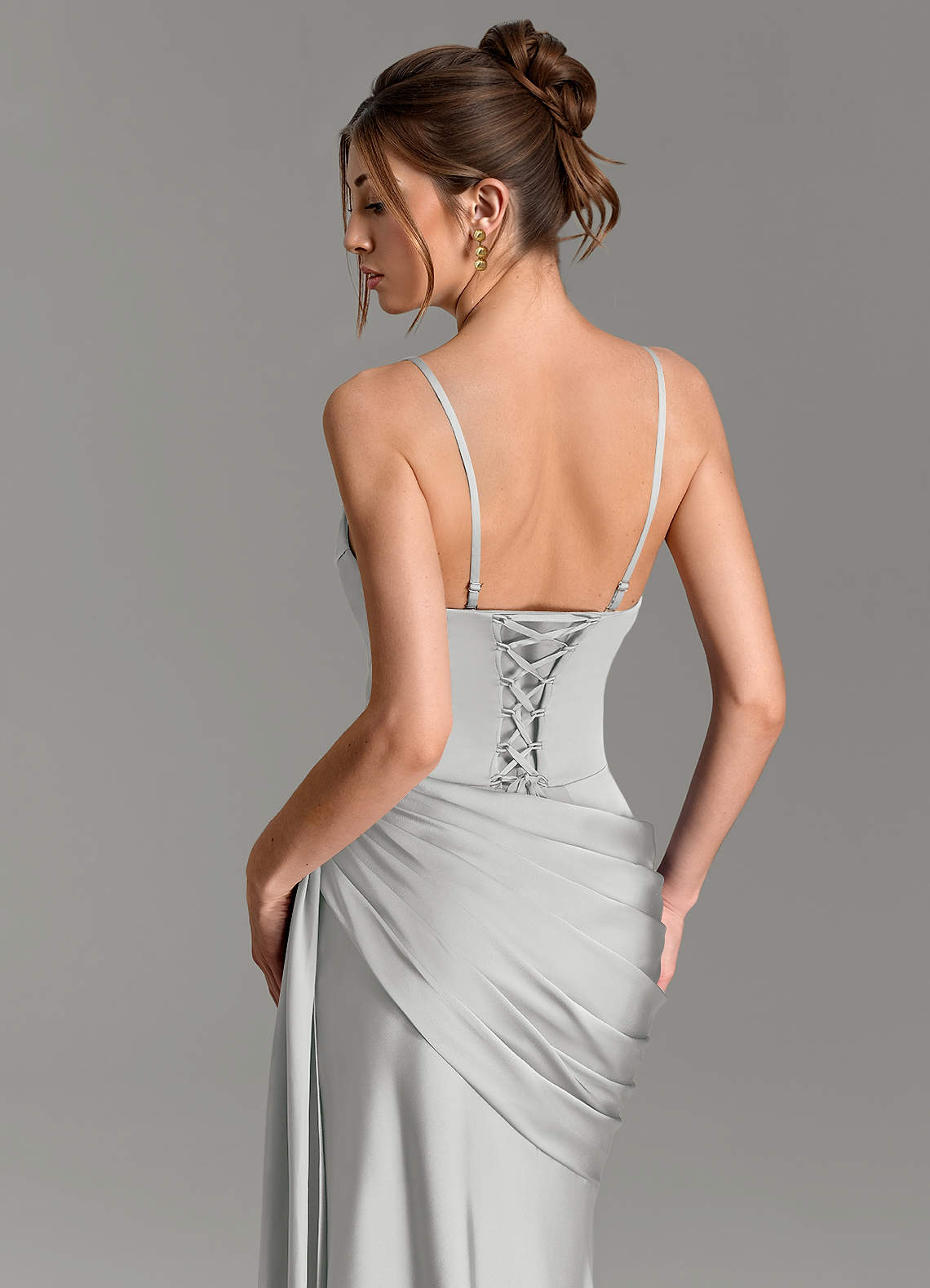 Zorah Mermaid Sweetheart Stretch Satin Bridesmaid Dress in Silver