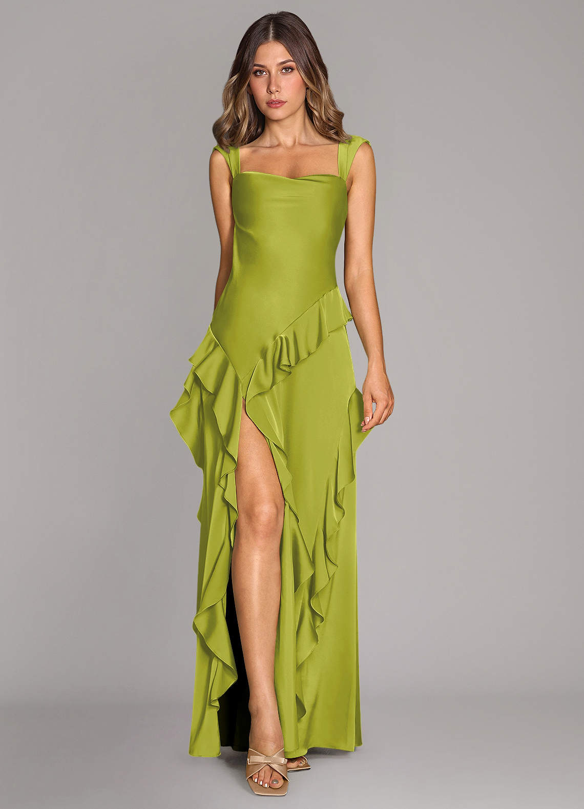 Sloane A-Line Sweetheart Stretch Satin Bridesmaid Dress in Lemongrass