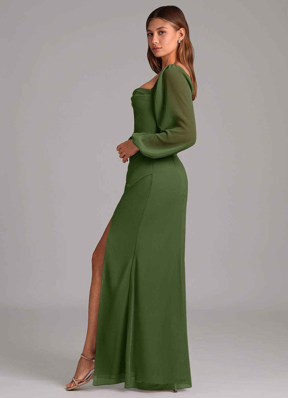 Brixley Mermaid Sweetheart Chiffon Bridesmaid Dress in Olive