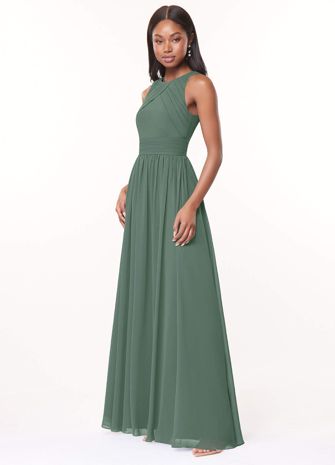 Harper A-Line Scoop-Neck Chiffon Bridesmaid Dress in Eucalyptus