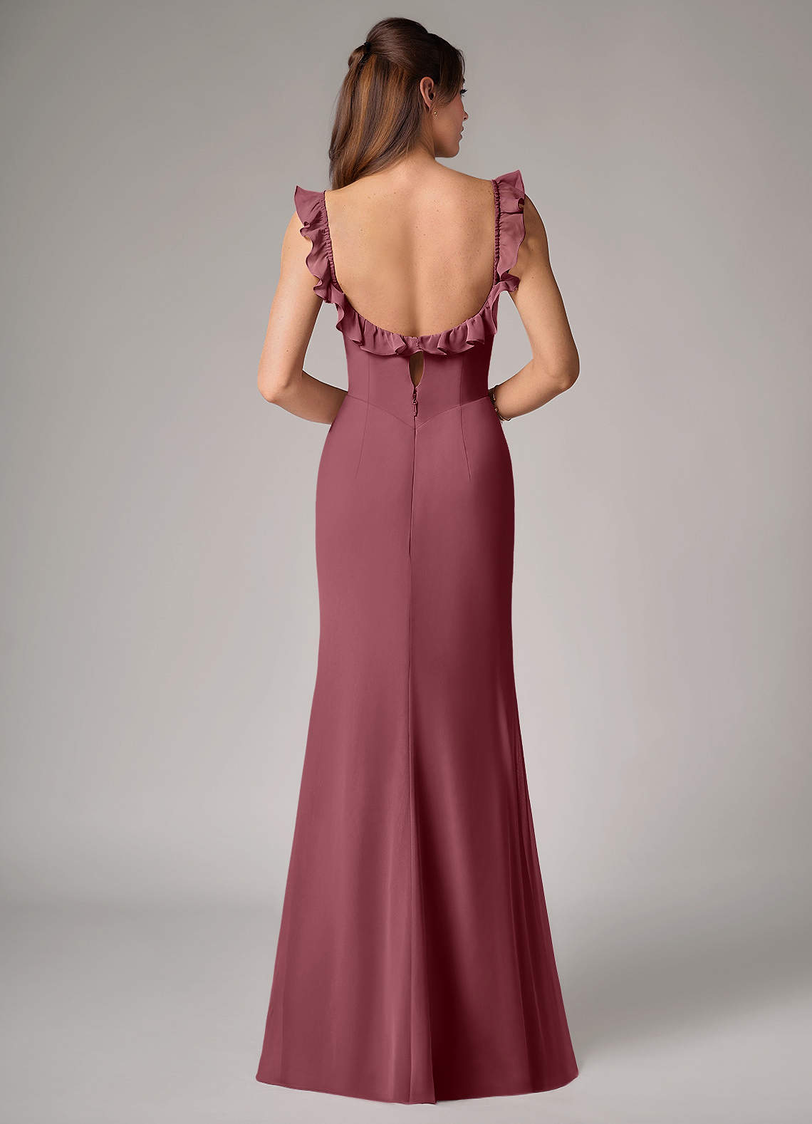 Callie Mermaid Scoop-Neck Chiffon Bridesmaid Dress in Desert Rose