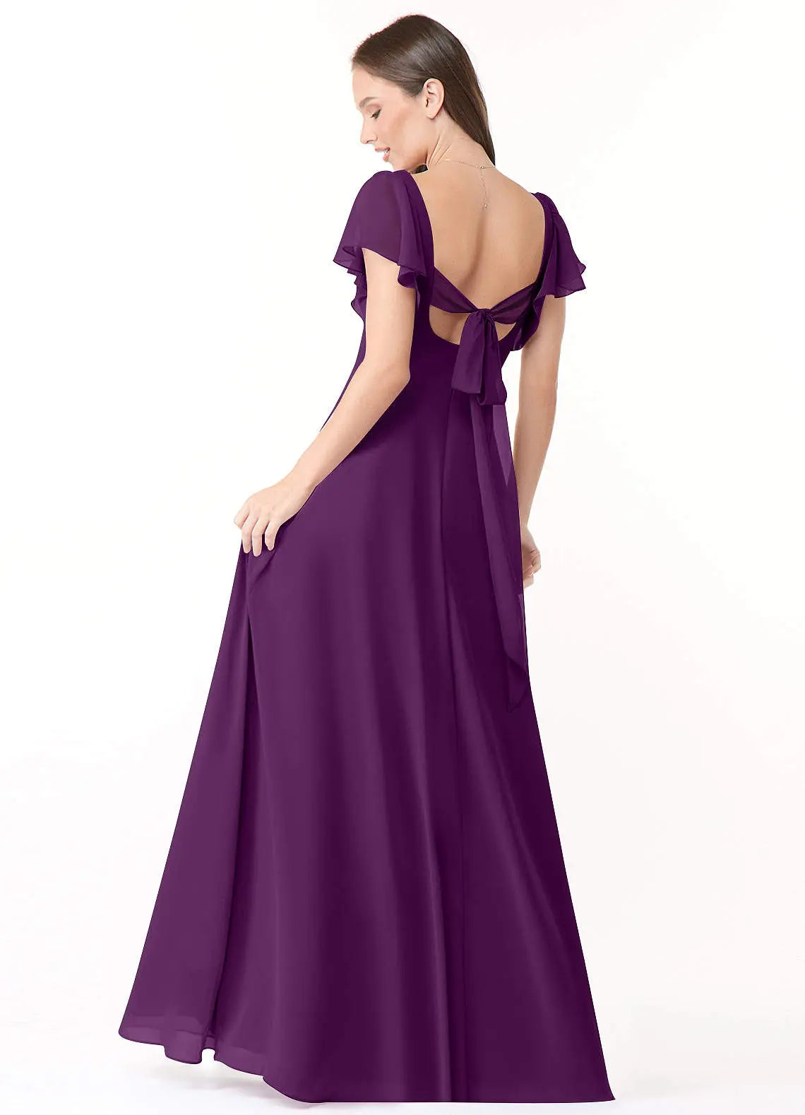 Syenna A-Line V-Neck Chiffon Bridesmaid Dress in Grape