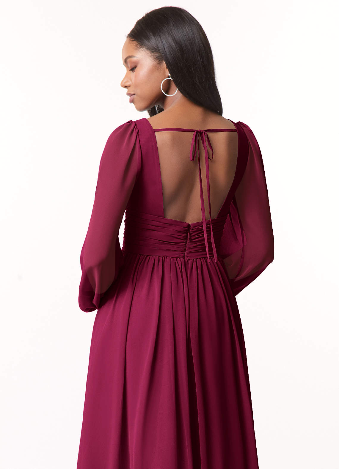 Norah A-Line V-Neck Chiffon Bridesmaid Dress in Burgundy