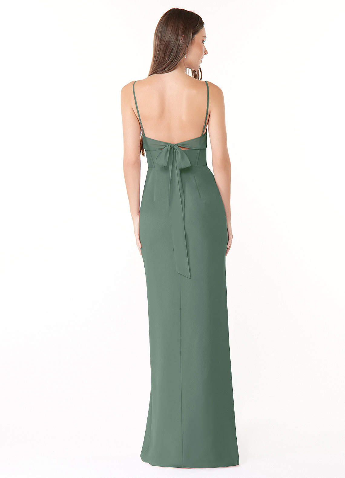 Mai Sheath Cowl-Neck Chiffon Bridesmaid Dress in Eucalyptus