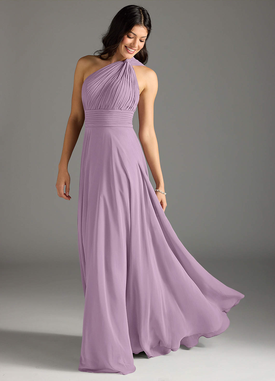 Charlize A-Line One-Shoulder Chiffon Bridesmaid Dress in Wisteria