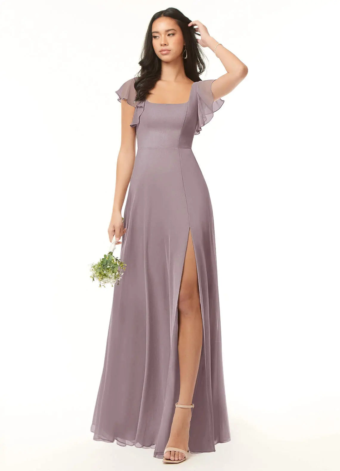 Bondi A-Line Square-Neck Chiffon Bridesmaid Dress in Dusk