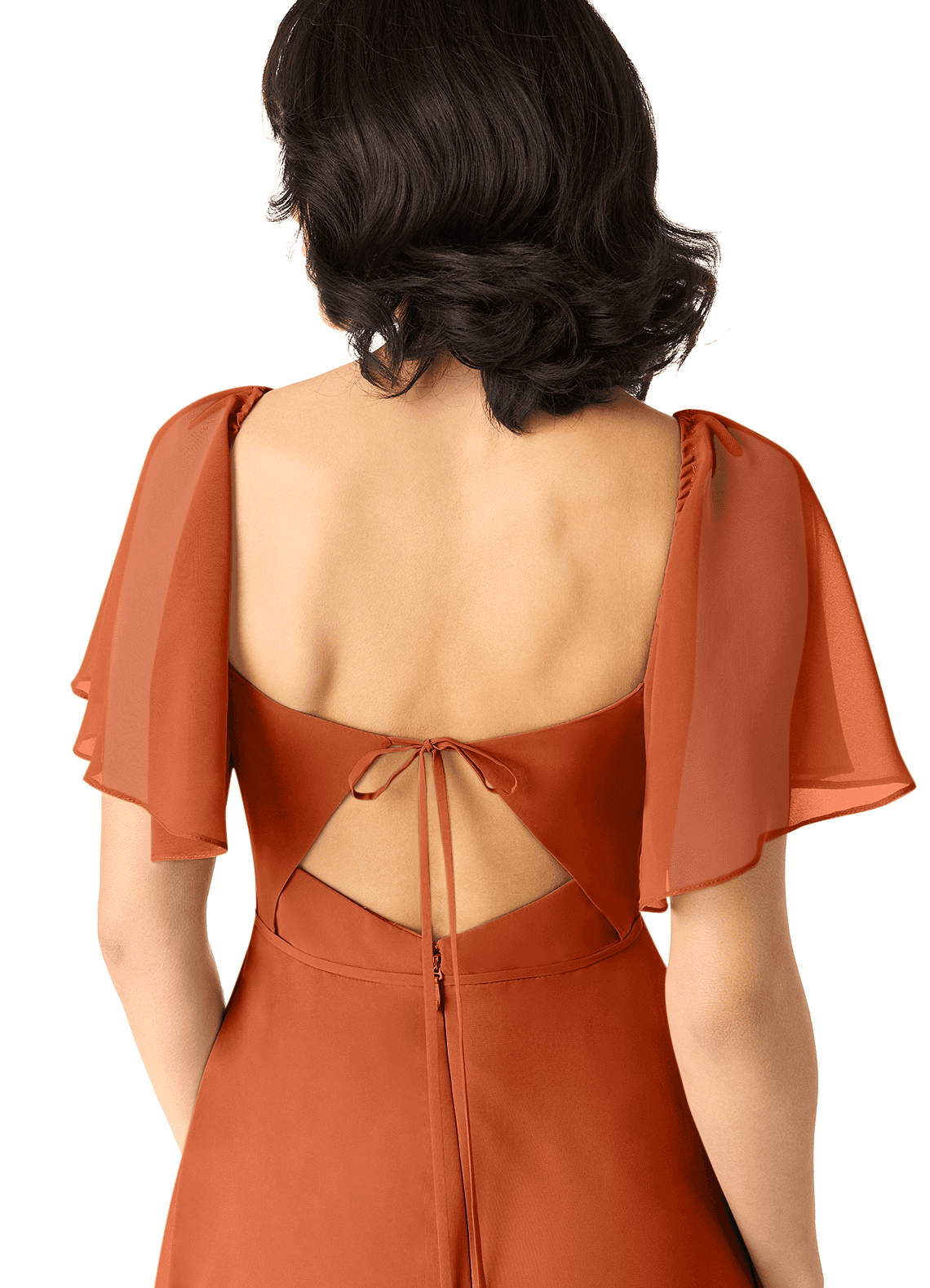 Chloe A-Line Sweetheart Chiffon Bridesmaid Dress in Burnt Orange