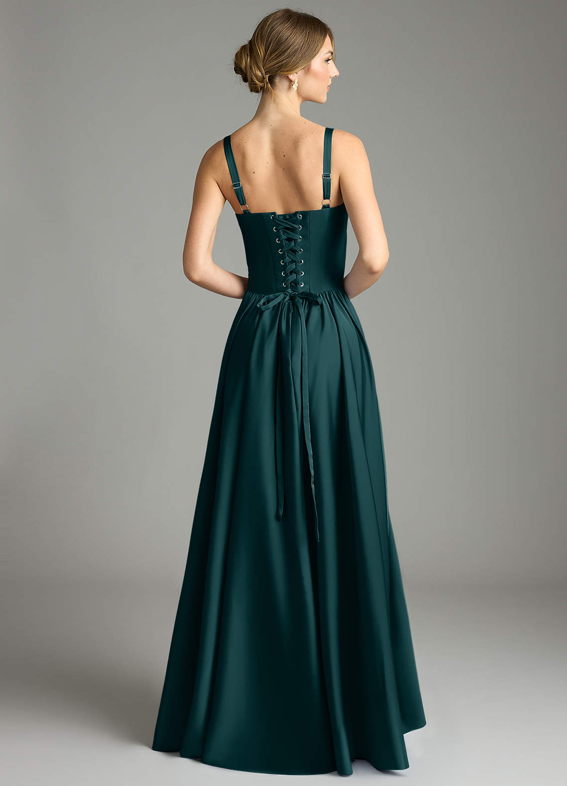 Evadina A-Line Sweetheart Stretch Satin Bridesmaid Dress in Pine