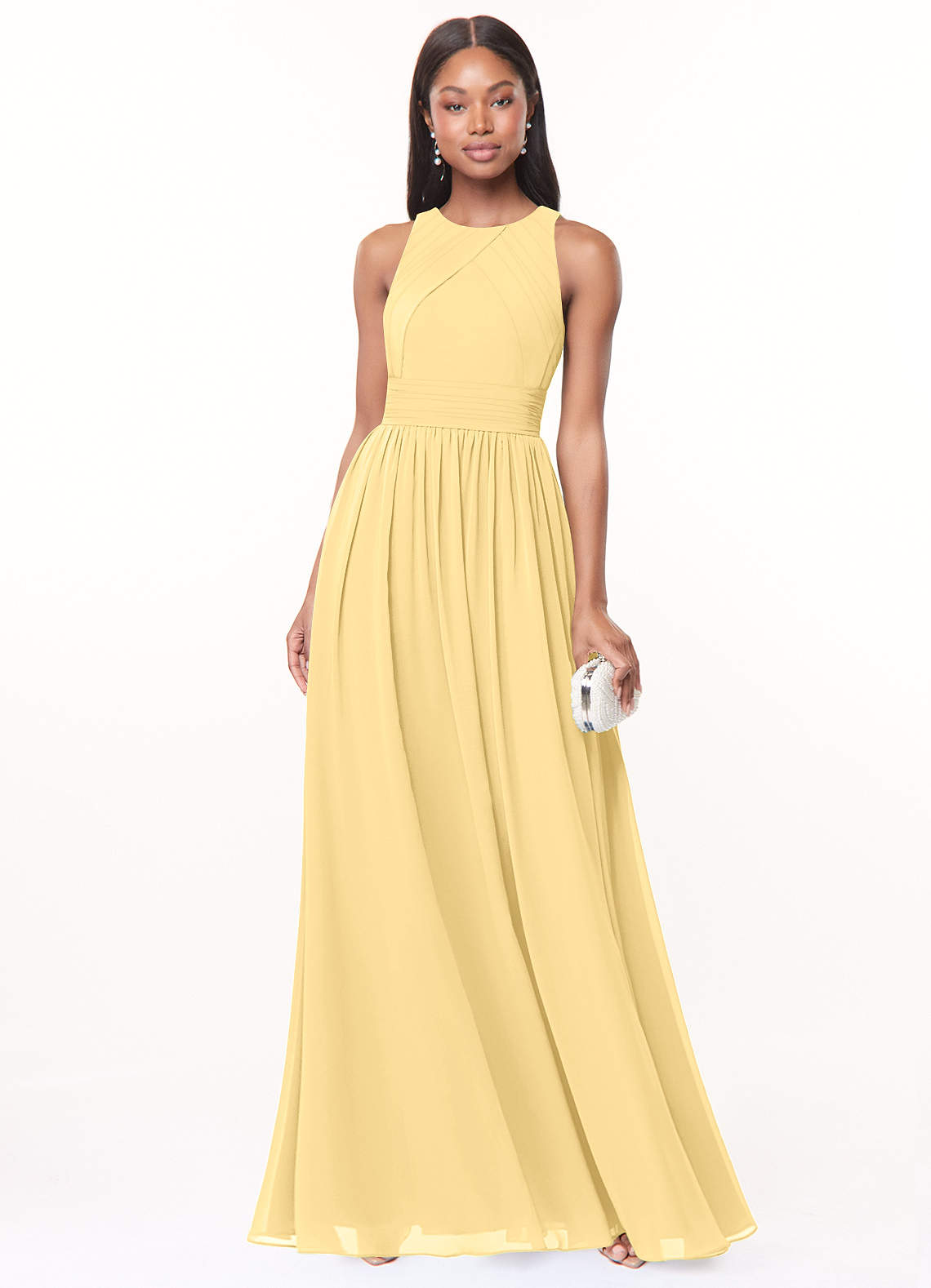 Harper A-Line Scoop-Neck Chiffon Bridesmaid Dress in Butter