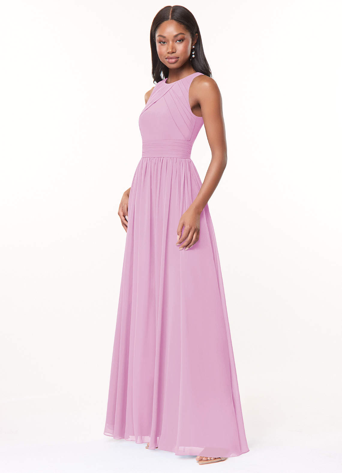 Harper A-Line Scoop-Neck Chiffon Bridesmaid Dress in candy pink