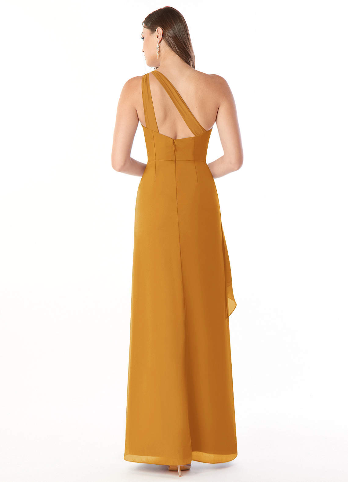 Maive Sheath One-Shoulder Chiffon Bridesmaid Dress in butterscotch