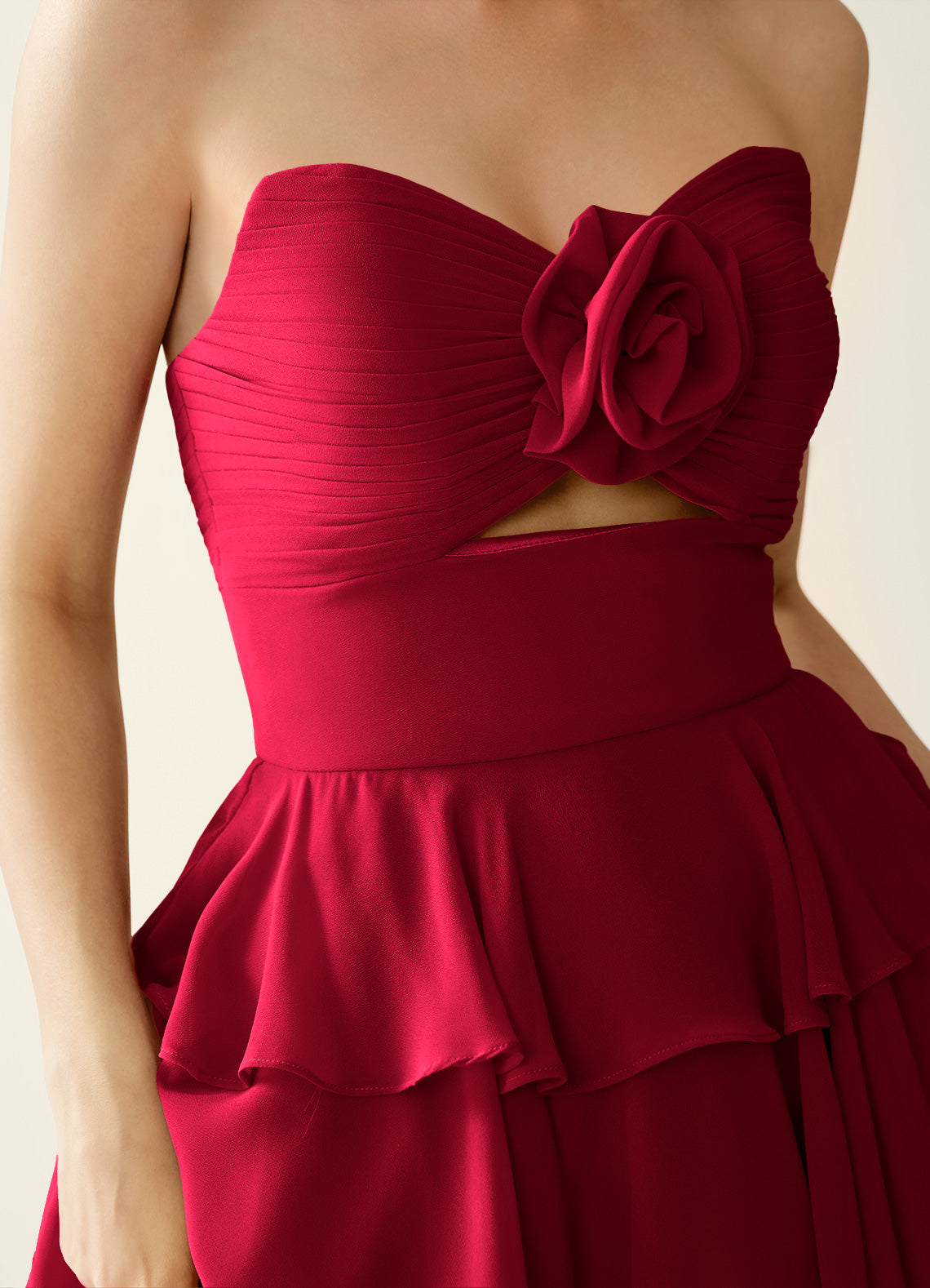 Orosecy A-Line Mini Strapless Chiffon Prom Dress in Merlot - photo 6