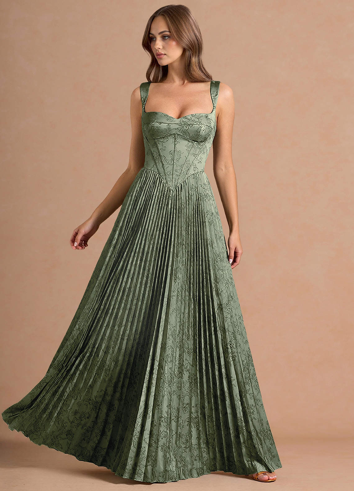 Isonelle A-Line Sweetheart Jacquard Wedding Guest Dress in Sage Blue