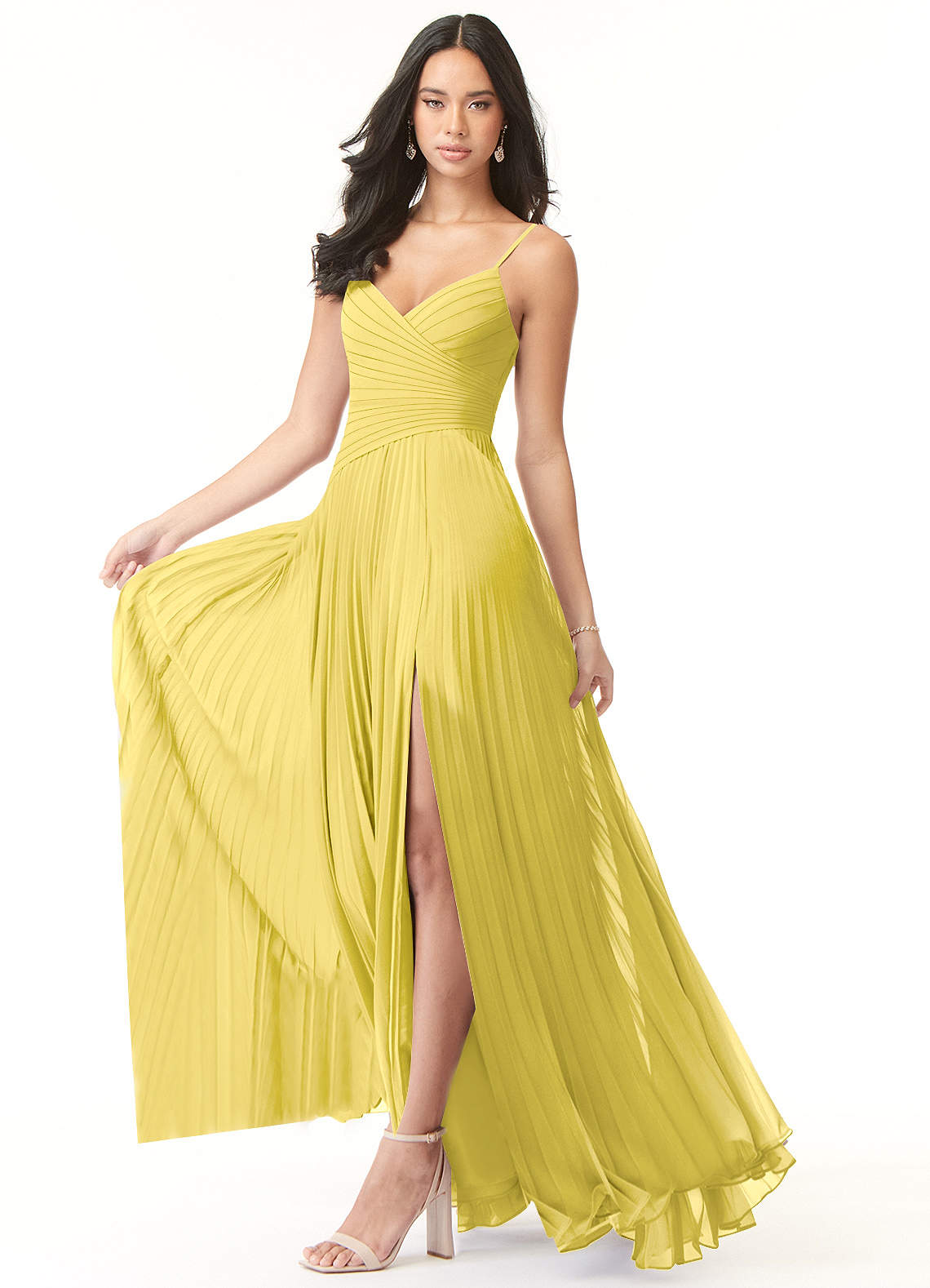 Vini A-Line V-Neck Chiffon Bridesmaid Dress in Canary
