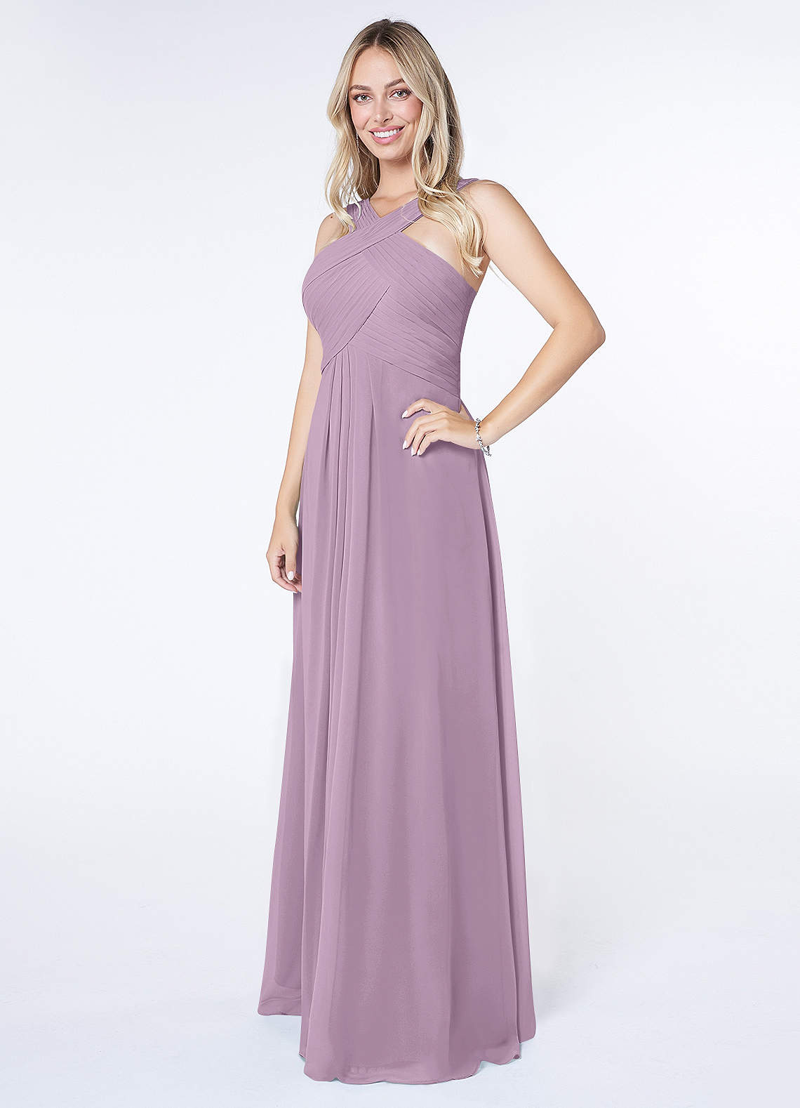 Kaleigh A-Line Halter Chiffon Bridesmaid Dress in Wisteria
