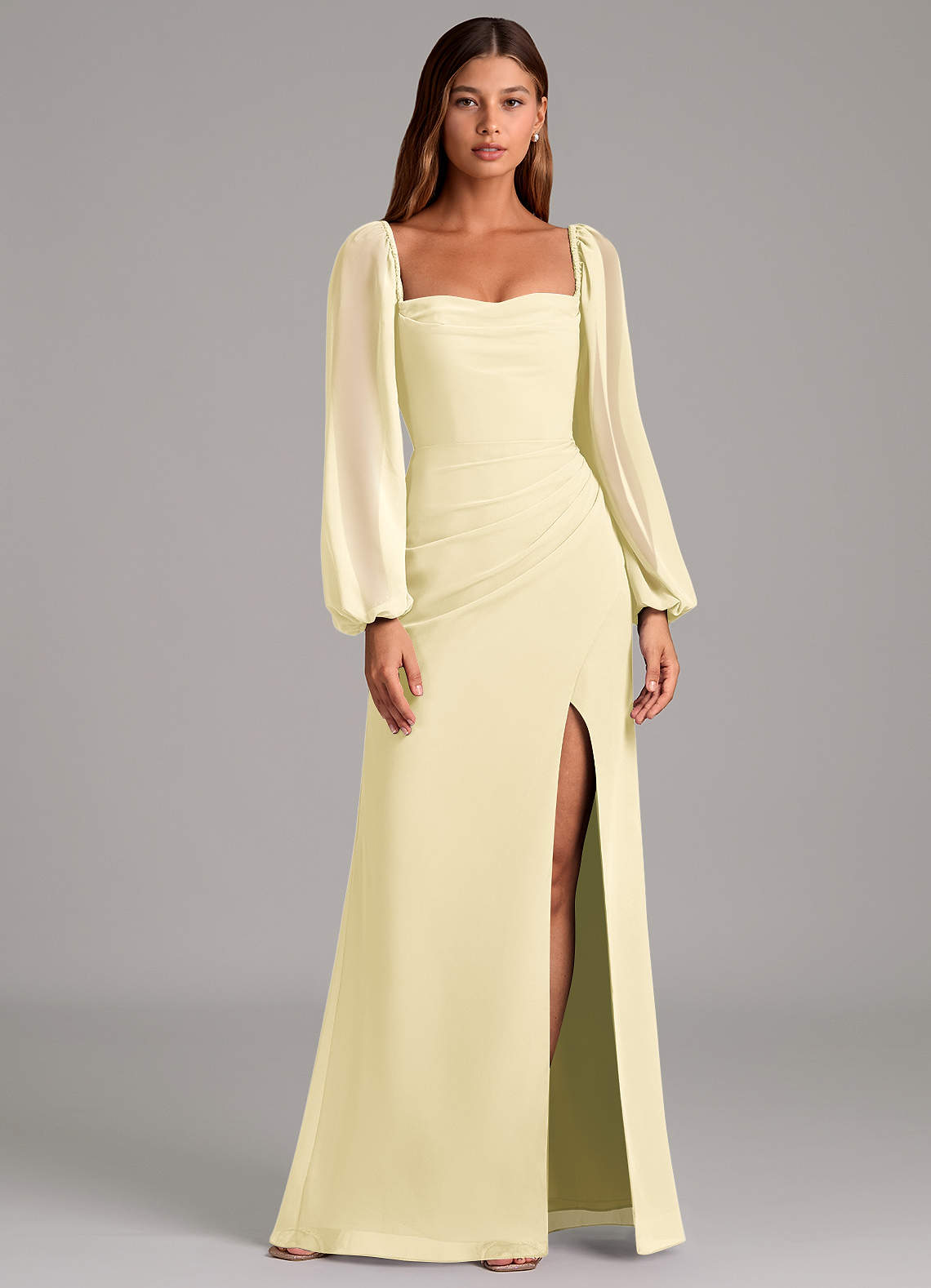 Brixley Mermaid Sweetheart Chiffon Bridesmaid Dress in Lemon Sorbet