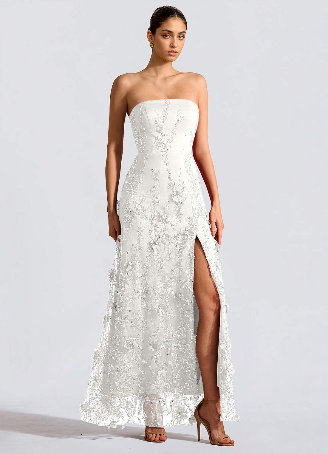 Fairuza A-Line Straight-Neck Tulle Wedding Guest Dress in White