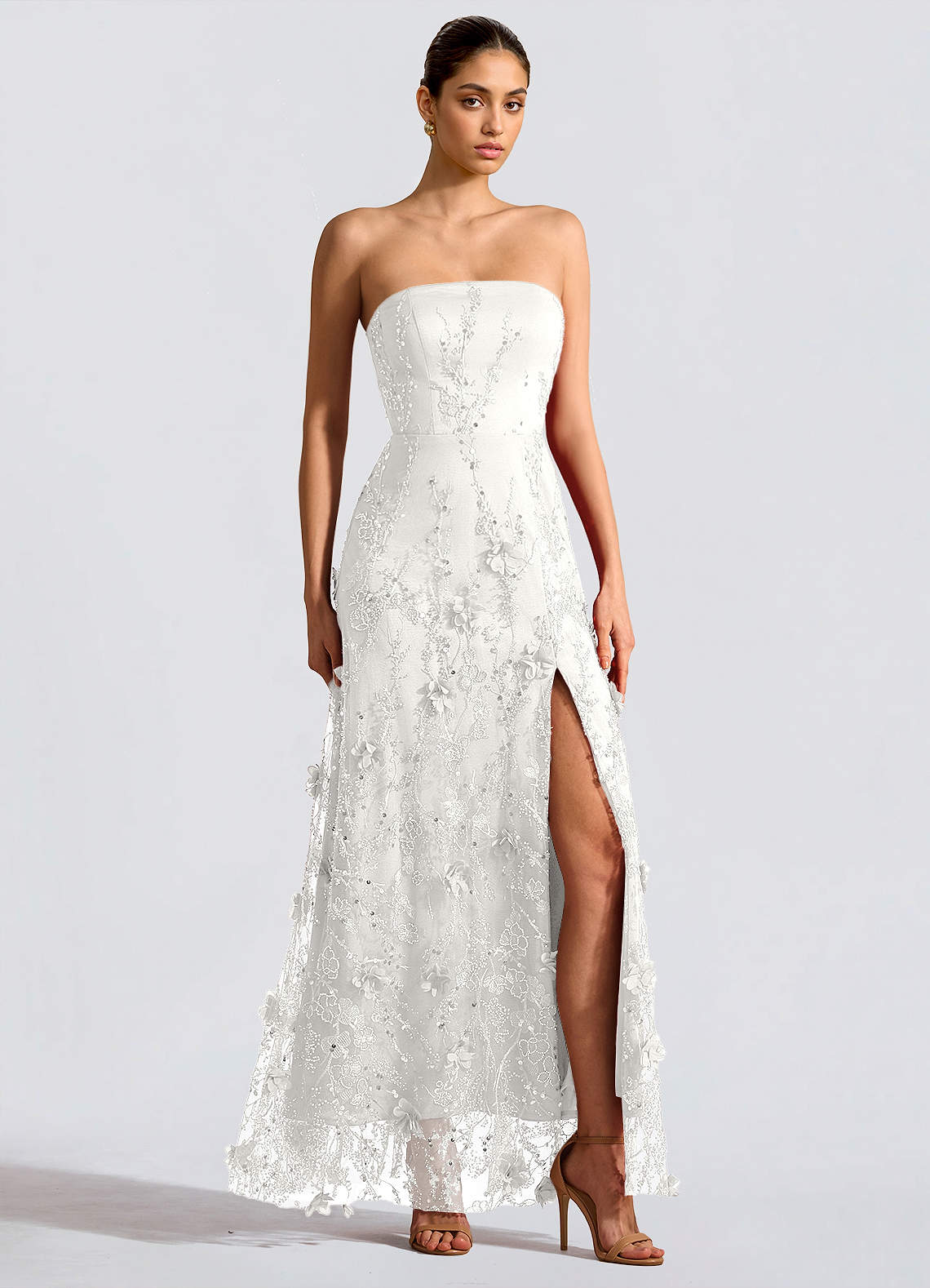 Fairuza A-Line Straight-Neck Tulle Wedding Guest Dress in White