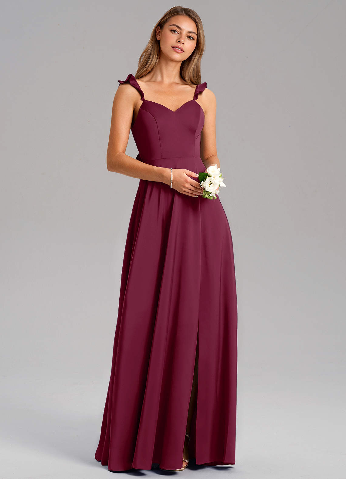 Everett A-Line V-Neck Chiffon Bridesmaid Dress in Mulberry