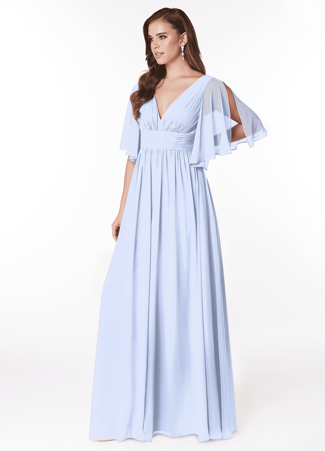 Temeka A-Line V-Neck Chiffon Bridesmaid Dress in Ice