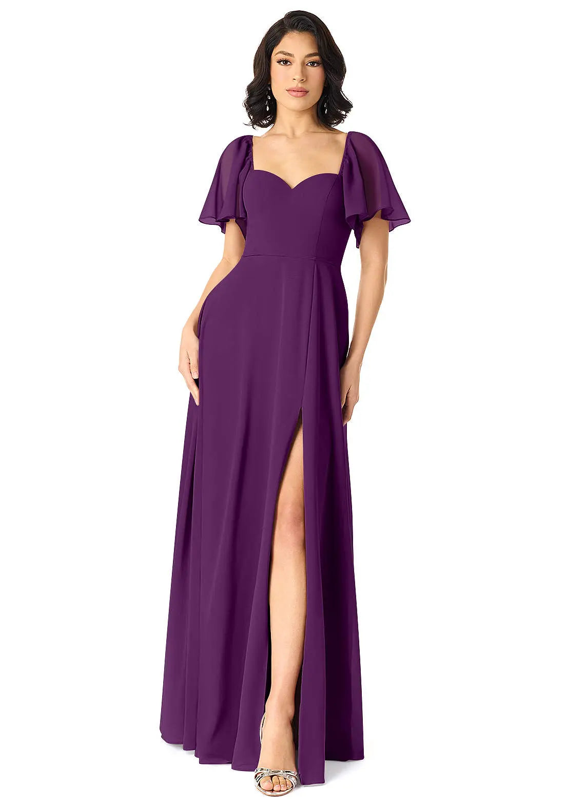 Chloe A-Line Sweetheart Chiffon Bridesmaid Dress in Grape
