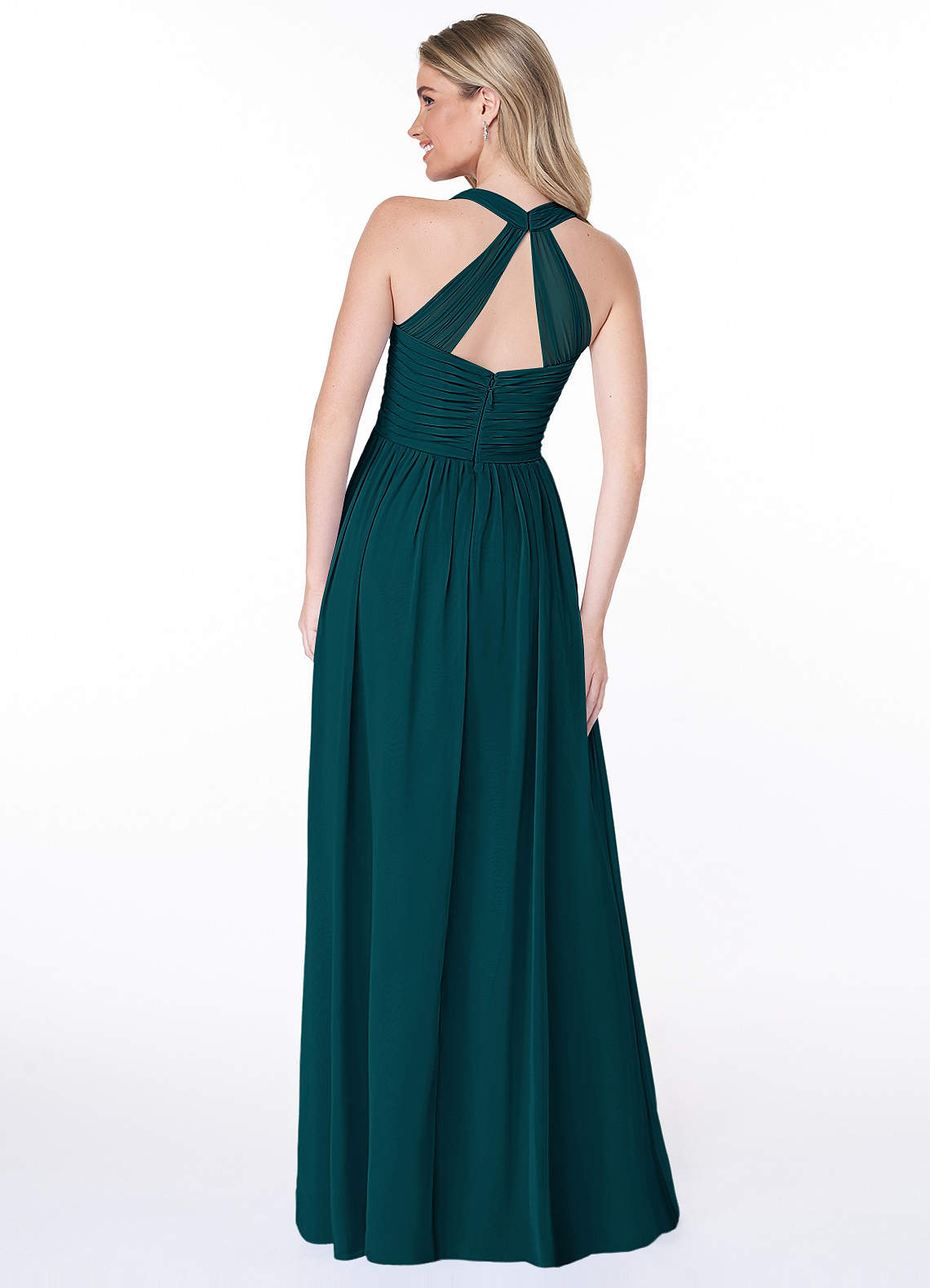 Jaclyn A-Line Halter Chiffon Bridesmaid Dress in Pine