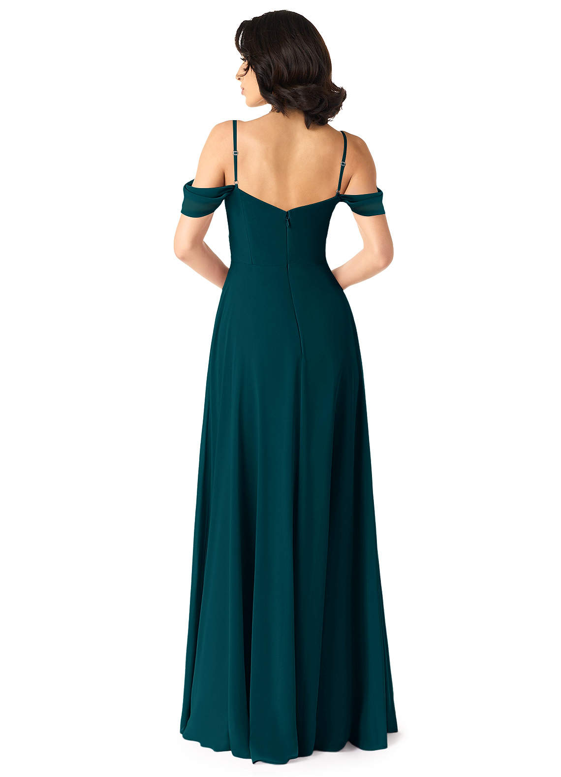 Tancie A-Line Off-the-Shoulder Chiffon Bridesmaid Dress in Pine