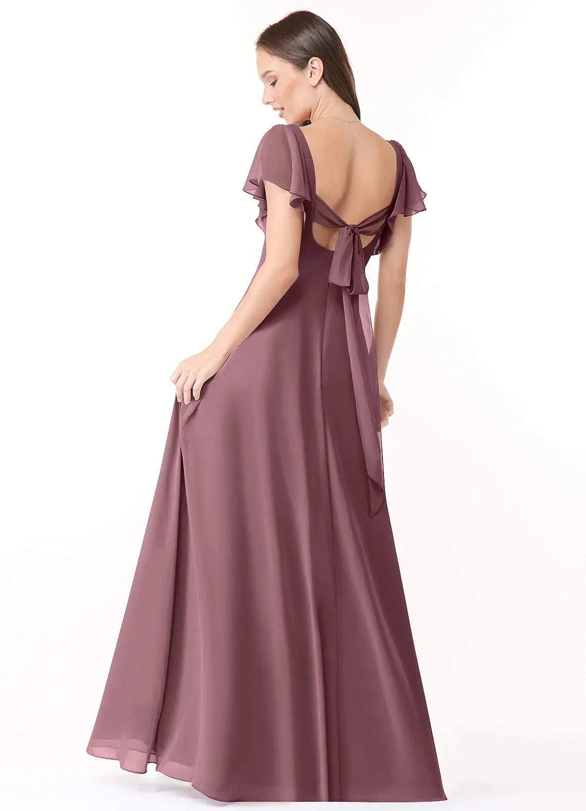 Syenna A-Line V-Neck Chiffon Bridesmaid Dress in Desert Rose