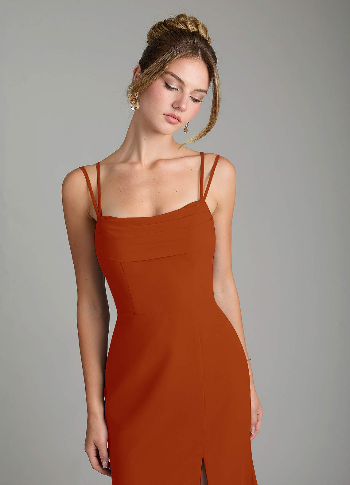 Egypt Sheath Sweetheart Chiffon Bridesmaid Dress in Paprika