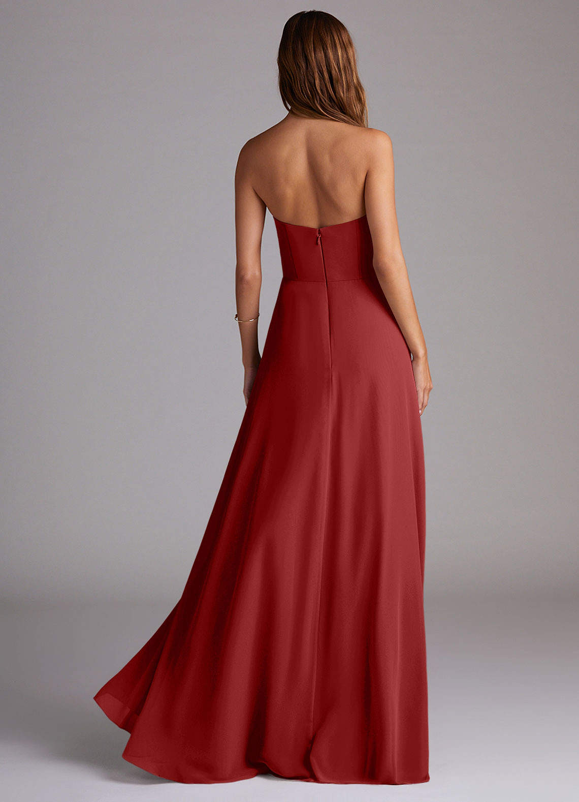 Wren A-Line Straight-Neck Chiffon Bridesmaid Dress in Rust