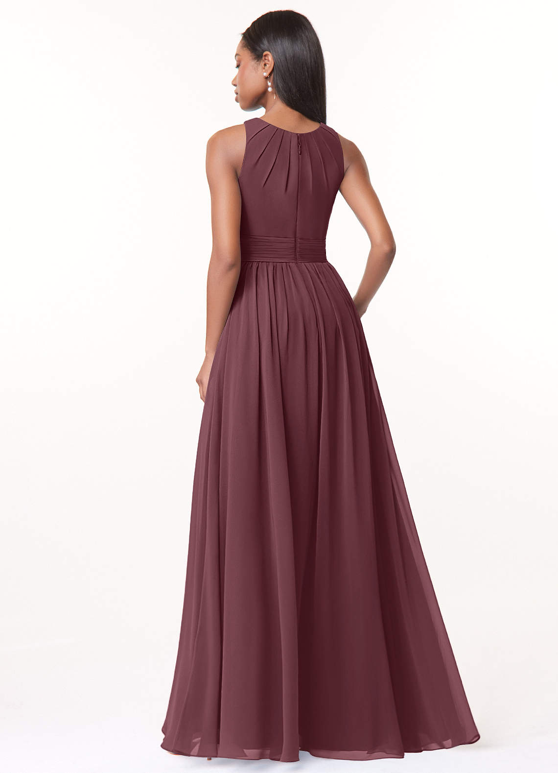Harper A-Line Scoop-Neck Chiffon Bridesmaid Dress in Sangria