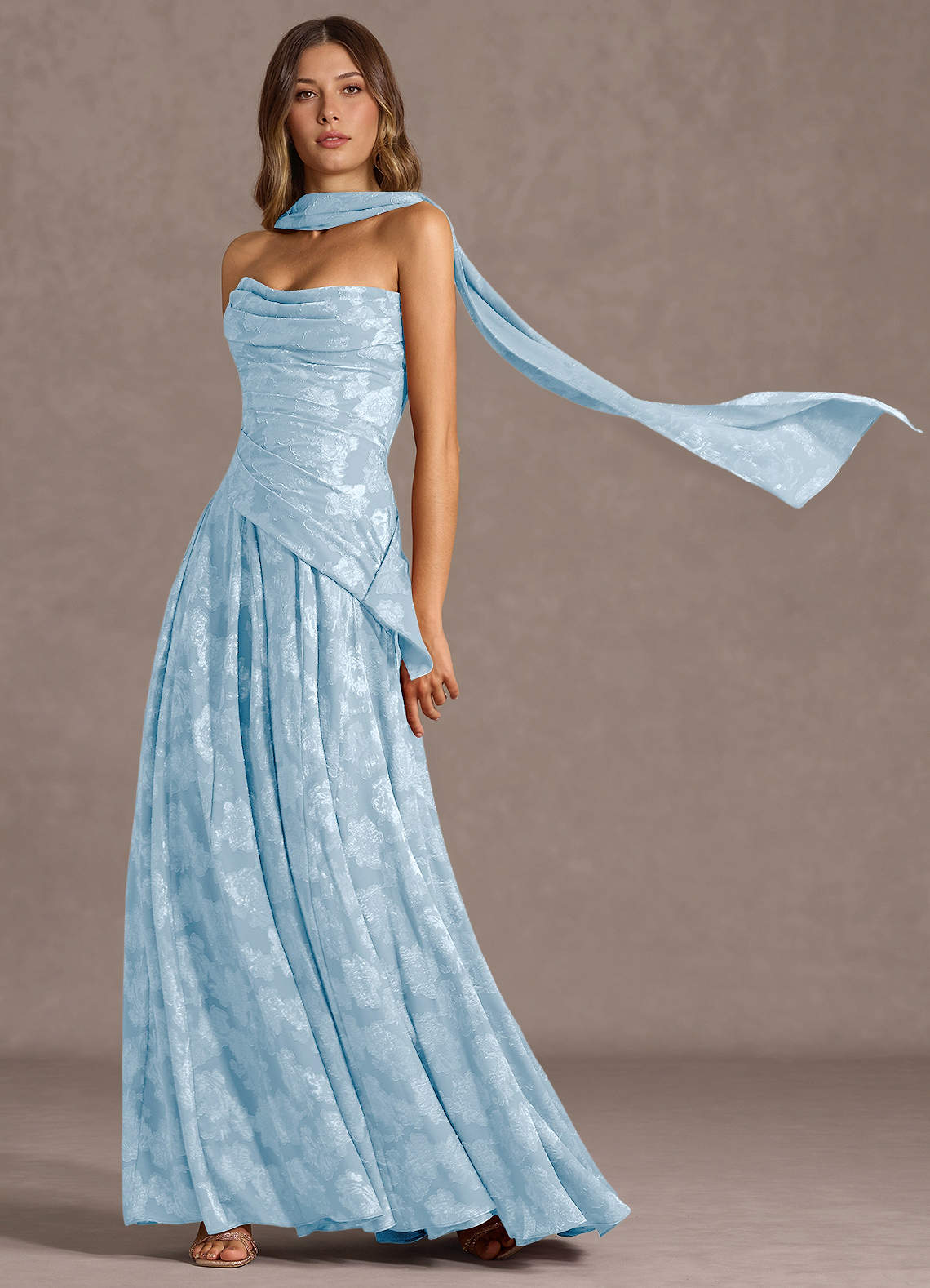 Gabriela A-Line Corset Fil Coupé Wedding Guest Dress in Lemon Sorbet