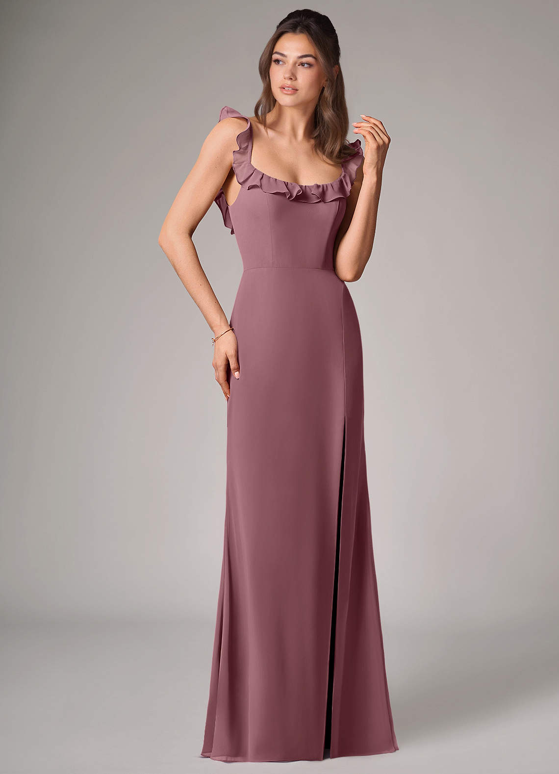 Callie Mermaid Scoop-Neck Chiffon Bridesmaid Dress in Amethyst