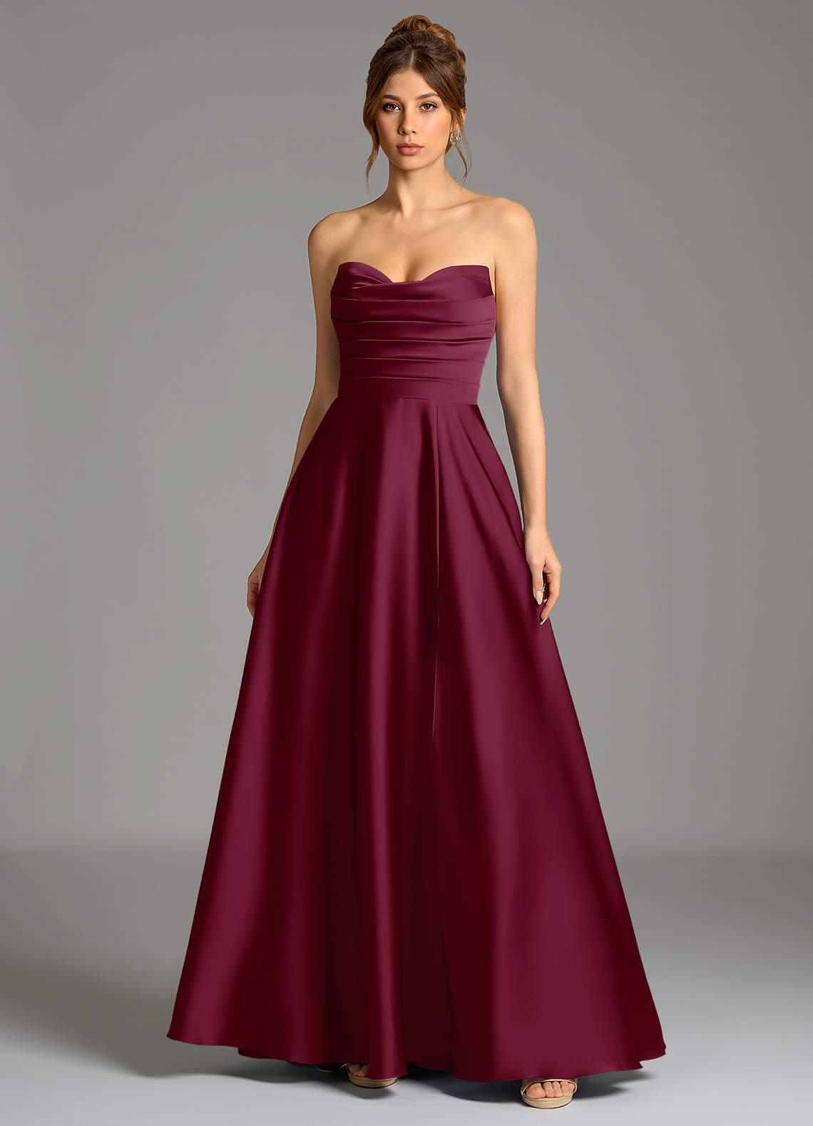 Ayla A-Line Sweetheart Stretch Satin Bridesmaid Dress in Mulberry